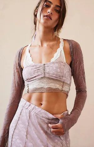 Free People Shape Of You Lilac Purple Lace Set Strapless Top Skirt thumbnail 5