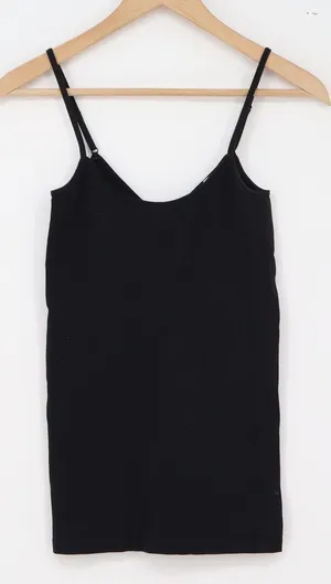 Charlotte Russe Cami Womens S Seamless V-Neck Black Adjustable Strap Excellent thumbnail 1