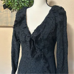 NWT Lulus Memorably Romantic Black Lace Long Sleeve Mini Dress thumbnail 4