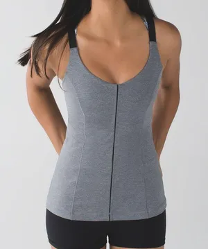 LULULEMON GREY STRAPPY BACK ATHLETIC TANK HIP LENGTH thumbnail 1