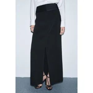 Zara Tuxedo Pencil Skirt Medium Black Satin Cumber-bun Cocktail Office Siren thumbnail 5
