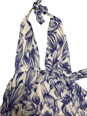 Olivaceous Halter Maxi Wrap backless Floral Spring Wedding Guest Dress Romantic thumbnail 12