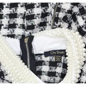 NWT City Studio Juniors Embellished-Collar Shift Dress Black / Ivory 13/14 thumbnail 7