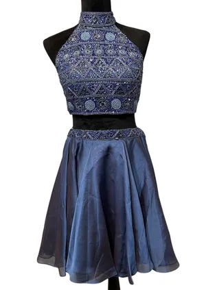 Sherri Hill 2 Piece Chiffon Skirt/Embellished Top Blue Size 6 Style 51296 Formal thumbnail 1