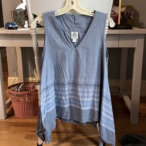 Ivy Jane Cotton Flowy Waterfall Sides Tank Top Blue Cotton Womens Small thumbnail 6