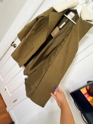 Madewell Eldridge Insuluxe Zip Coat Olive Wool Cashmere Sherpa Collared Winter Minimal NWT S $328 thumbnail 7
