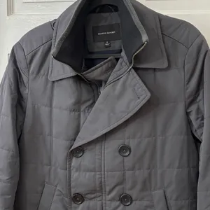 Banana Republic Classic‎ Lightweight Preppy Sz S Gray Quilted Pea Coat Jacket thumbnail 6