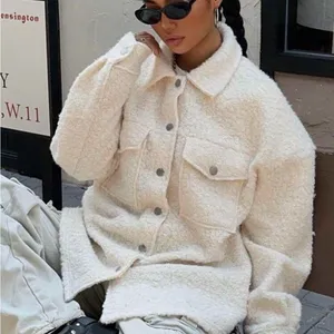 Women's Cream Sherpa Jacket Size XS thumbnail 1