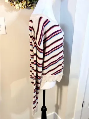 💥Free People Beach Road Trip Alpaca Blend Striped Boxy Sweater Sz S💛 thumbnail 4