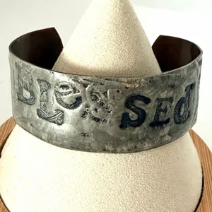 Vintage Handmade Copper BLESSED Mixed Metal Wide Cuff Bracelet thumbnail 3