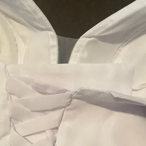 Women’s Elegant White Chiffon Full Length Dress CorsetBack Leg Slit Size 2 *READ thumbnail 11