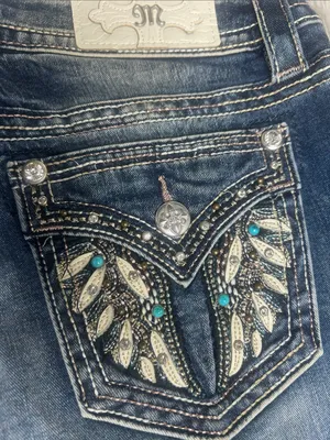 Miss Me Jeans Women's Size 30 Hailey Skinny Jeans Embellished Embroidered Bling thumbnail 2