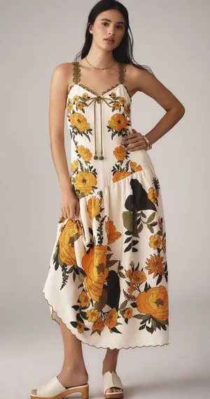 Farm Rio x Anthropologie Sleeveless V-Neck A-Line Maxi Dress size XS thumbnail 1