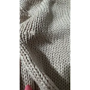 Alya Womens Dusty Rose Open Back‎ Chunky Knit Sweater Striped Cuffs Medium thumbnail 6