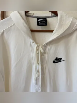 Nike White Lace-Up Hooded Pullover NWT Size Medium thumbnail 2