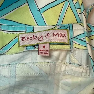 Vintage Becky & Max Y2K‎ Dress Blue Green Size 4 Empire Waist Babydoll Artsy thumbnail 8