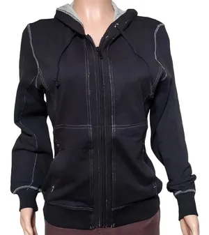 Pulp full zip black long sleeve with hoodie and pockets sweatshirt ML thumbnail 1