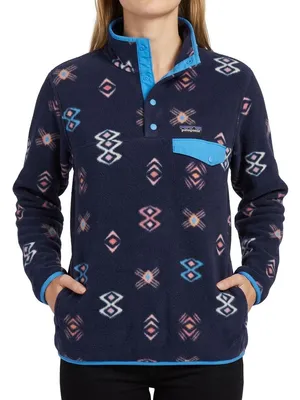 Patagonia Lightweight Synchilla Snap-T Women M Navy Geometric Fleece thumbnail 1
