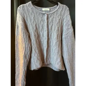 Breathe‎ Lavender Alpaca Blend Cable Knit Cardigan Sweater Purple Made in Korea thumbnail 2