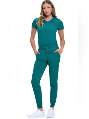 Natural Uniforms Womens Cool Stretch Modern Top Yoga Jogger Scrubs Green XS set thumbnail 2