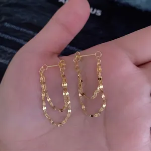 18K Gold Plated Gold Chain Tassel Dangle Drop Earrings for Women thumbnail 1