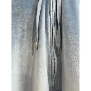 Aerie Cropped Velour Hoodie Light‎ Blue Y2K Soft Cozy Zip Sweatshirt XL thumbnail 3
