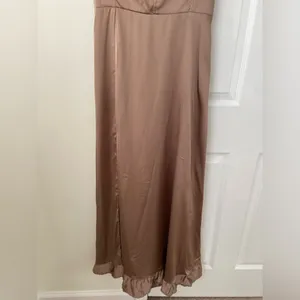 Show Me Your MuMu Taupe Satin Maxi Dress with Ruffle Hem thumbnail 4