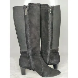 Black Suede Knee-High Boots Sz 7.5 thumbnail 5