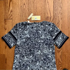 Michael Kors Paisley Print Casual Light Blue T-shirt Dress Women's Size S NWT thumbnail 6