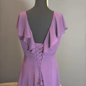 Women’s Purple Flutter Sleeve Full Length Bridesmaid Dress Corset Back Size 10 thumbnail 6