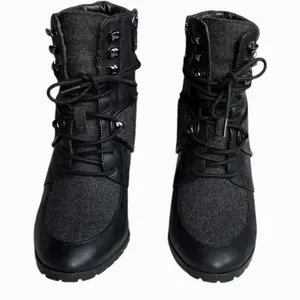 Antonio Melani Leather‎ Flannel Treaded Lug Sole Lace Up Zippered Boot Sz 7 1/2 thumbnail 5