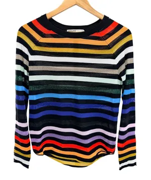 Replica Los Angeles M Rainbow Stripe Metallic Knit Sweater 70s Retro Glitz Cozy thumbnail 1