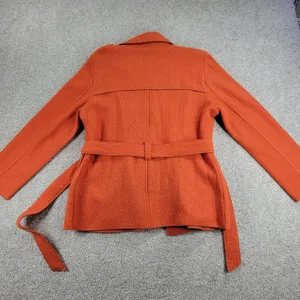Sandro Sportswear Womens Coat Jacket Large Orange Wool Double Breasted Belted thumbnail 16