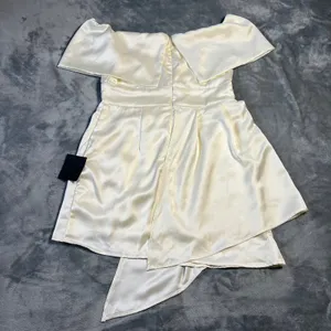 NEW Lulus Always Celebrating Ivory Satin Off-the-Shoulder Mini Dress Size L thumbnail 5