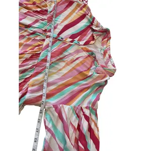 Entro Womens Large Abstract Stripe Babydoll Mini Dress Button Front Tunic D22584 thumbnail 9