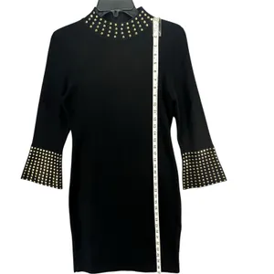 Calvin Klein Womens Small Black Studded Knit Dress Stretch Rayon Nylon‎ Timeless thumbnail 9