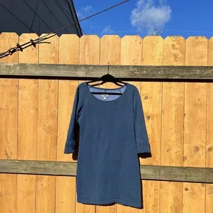 UGG Scoop Neck Mini Blue Fleece Dress Size Medium Warm 3/4‎ Sleeve Winter Fall thumbnail 2