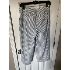 Stripped ankle pants size 2 wide leg high rise cotton blend thumbnail 3