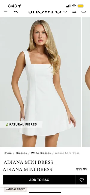 New Showpo Adiana Mini Dress Linen Square Neck Shirred Back A Line Dress Size M thumbnail 2