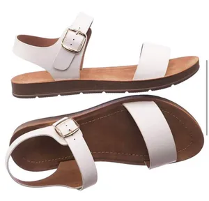 White Vegan Leather Ankle Strap Sandal Size 7 thumbnail 5