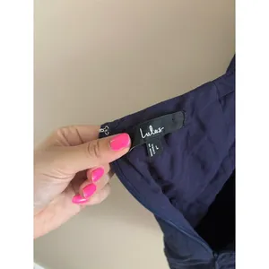 Lulus Significant Sweetie Navy Blue Tie-Back Skort Romper Size Large Linen Beach thumbnail 7