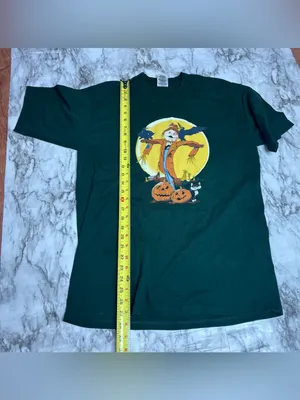 Fruit of the Loom Vintage scarecrow fall Halloween decor Green T‑Shirt top size large thumbnail 6