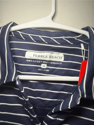 NWT Pebble Beach Dry-Luxe Sleeveless Golf Polo Women M Navy Stripe thumbnail 4