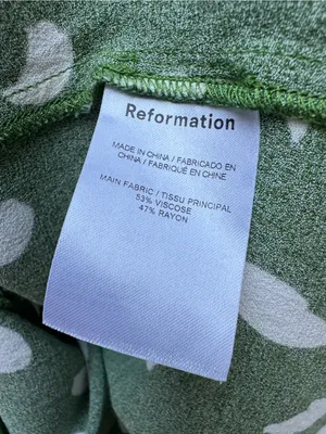 Reformation Ventura Mini Slip Dress Green White Abstract Spot Print Small thumbnail 4