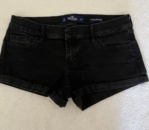 Hollister Women's Black Roll-Cuff Denim Shorts thumbnail 1
