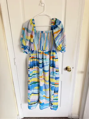 Jessie Zhao Landscape Smocked Cotton Dress thumbnail 2