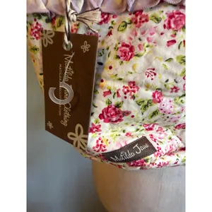 Matilda Jane Floral Quilted Tote Bag Ruffle Purple Gingham Cottagecore NWT retro thumbnail 5