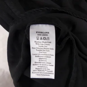 Everlane Tencel Puff Sleeve Dress Women L Black V Neck Midi Lagenlook Minimalist thumbnail 13