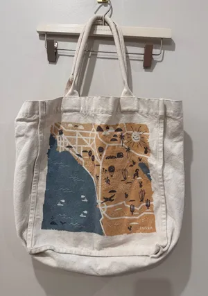 Fossil Canvas Coastal Tote Shoulder Bag Cottagecore thumbnail 1
