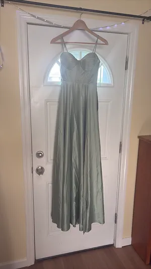 JCPenney Sage Green Satin Maxi Dress thumbnail 3